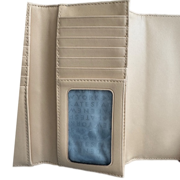 Kate Spade Pebbled gray leather long wallet snap closure zipper pouch embossed - Picture 7 of 12